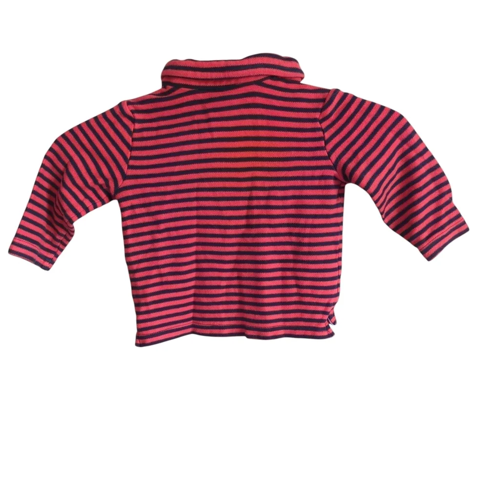 Janie and Jack Striped Pique Polo Crimson Stripe‎ Size 12-18 months - Picture 2 of 7